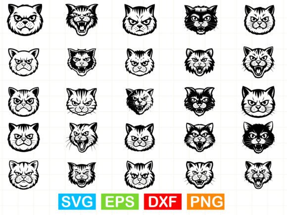 Angry Cat Head. SVG Bundle