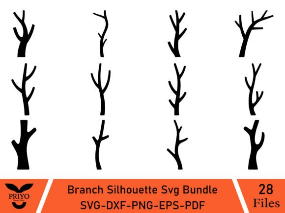 Branch Silhouette SVG Bundle, Tree