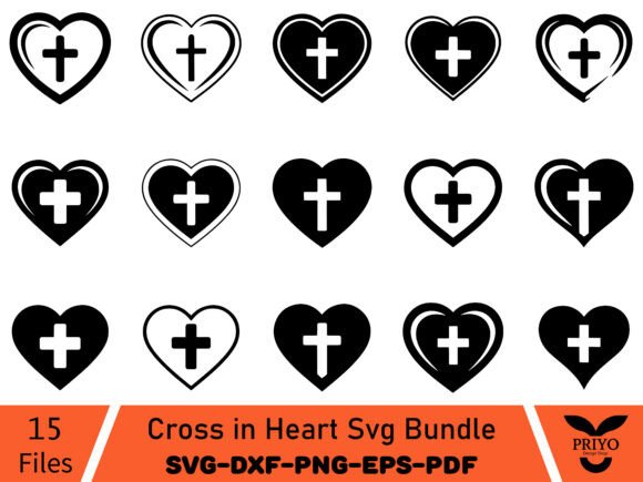 Cross in Heart SVG Bundle, Christian SVG