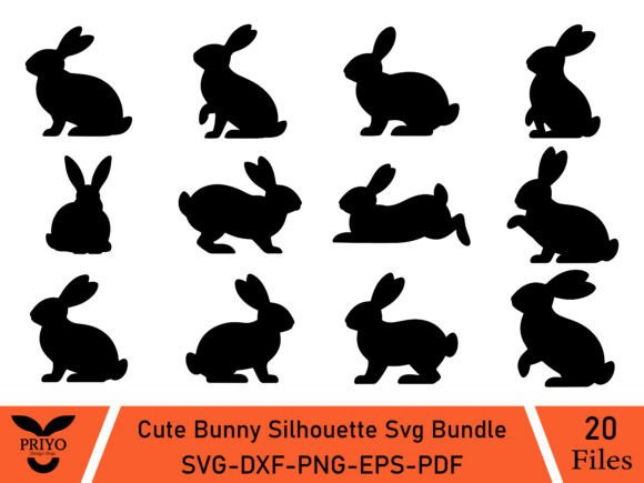 Cute Bunny Silhouette SVG Bundle
