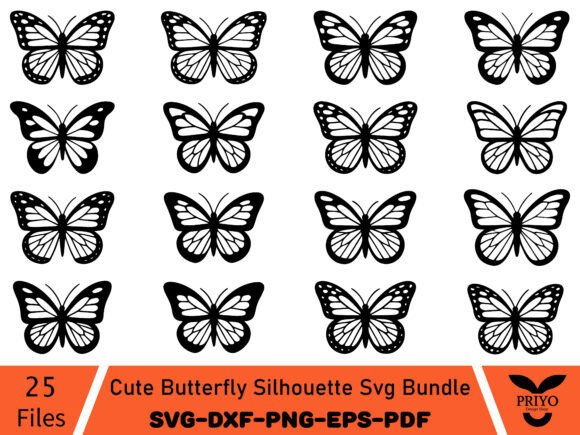 Cute Butterfly Silhouette SVG Bundle
