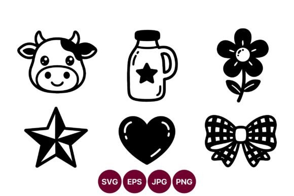 Cute Cow Mug Flower Heart Bow Vector