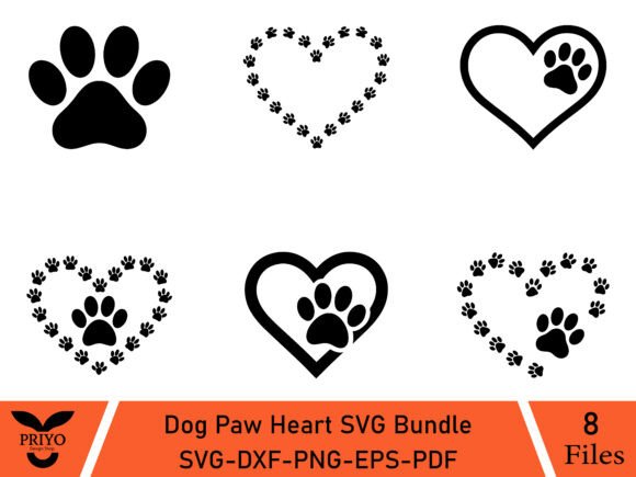Dog Paw Heart SVG Bundle