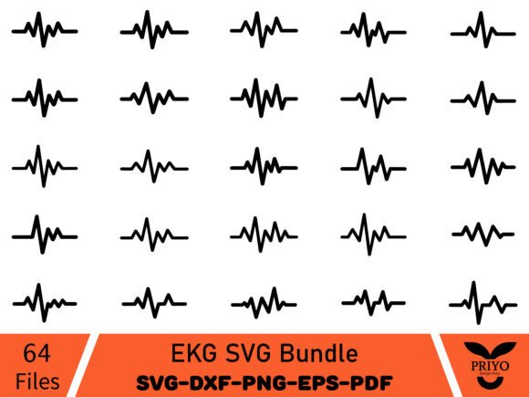 EKG SVG Bundle, EKG Heartbeat SVG