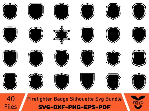 Firefighter Badge Silhouette SVG Bundle