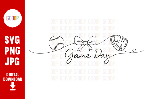 Game Day Baseball Bow Line SVG