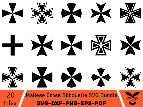 Maltese Cross Silhouette SVG Bundle