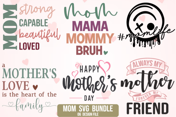 Mom Mother’s Day SVG PNG Design Bundle
