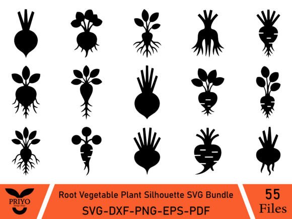 Root Vegetable Plant Silhouette SVG